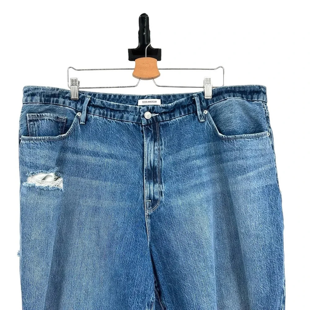 Good‎ American Good Vintage Ripped Ankle Straight Leg Jeans In Blue484 Size 20 - Picture 3 of 10
